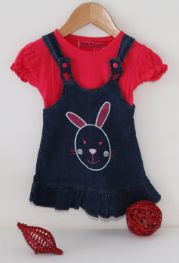 Ensemble t-shirt salopette en jean bébé fille