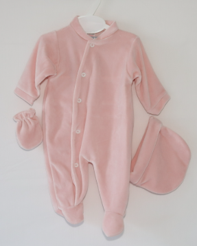 Ensemble pyjama bonnet et moufles en velours